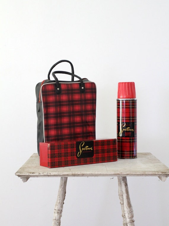 1950s Sportsman Picnic Kit / Vintage Thermos Kit