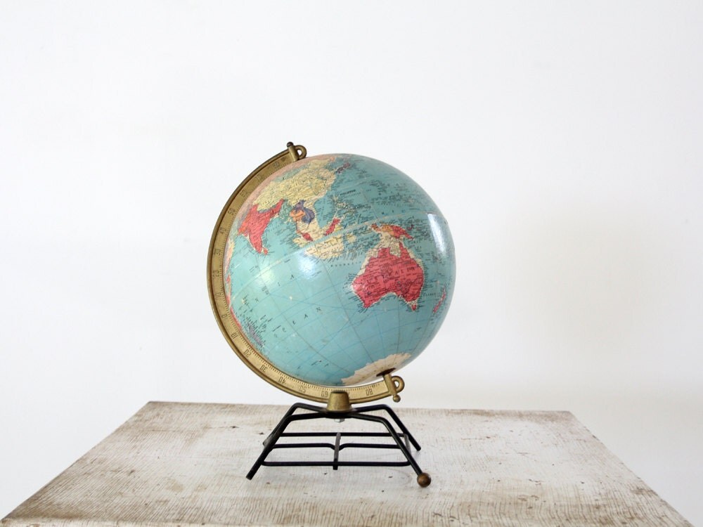 1950s World Globe // Repogle 10 Inch Refernce Globe
