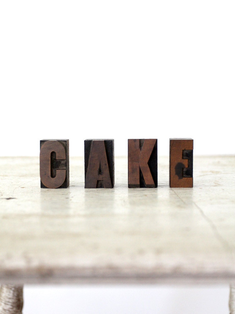Cake / Vintage Wood Letterpress Blocks