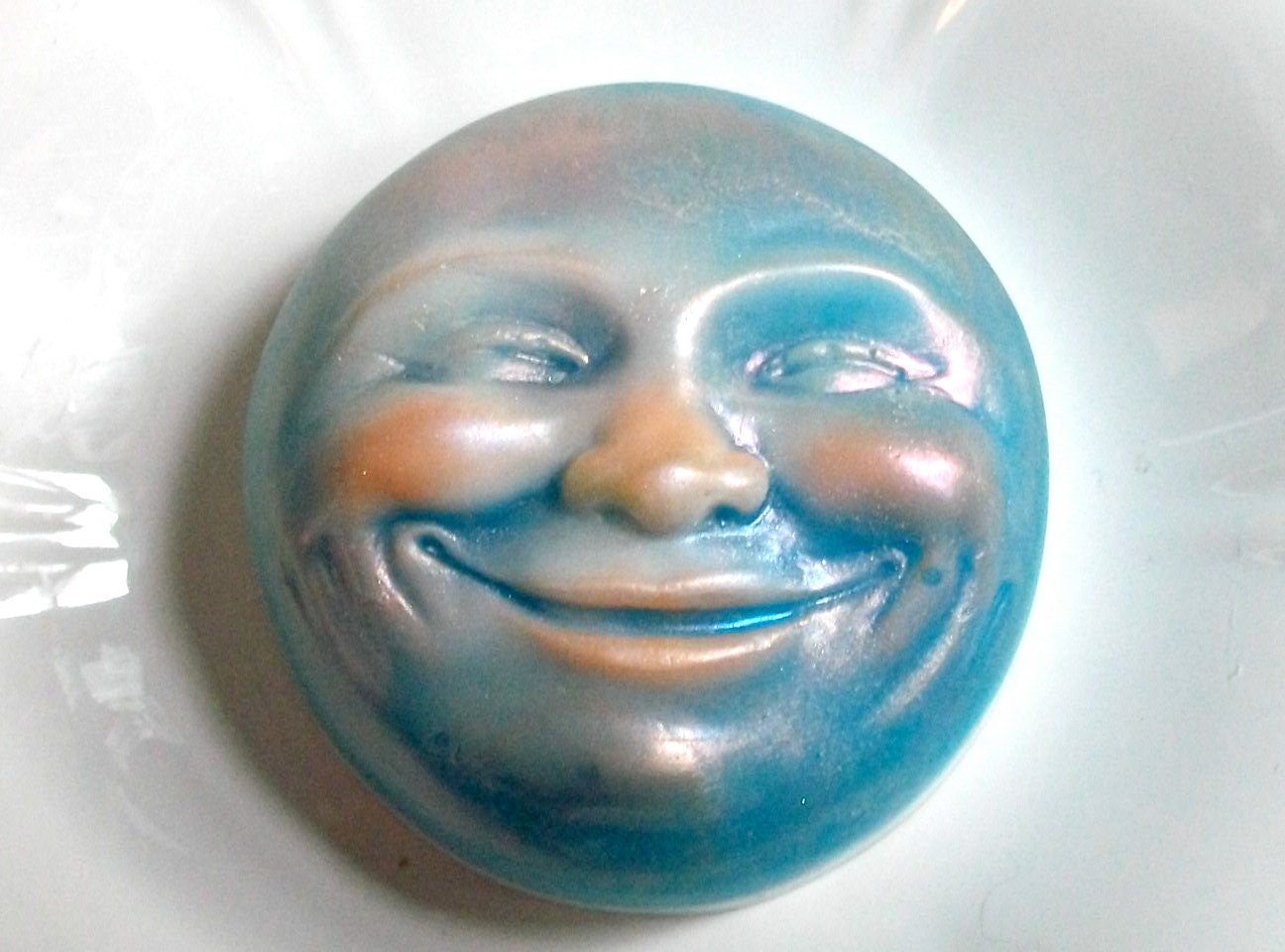 Soap, Man in the Moon, Giggling, Scented in Peppermint, Handmade, Vegetable Based