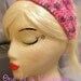 Pink & Purple Variegated Acrylic Crochet Kerchief with White Scallop Trim