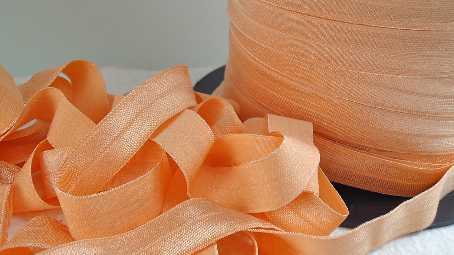 5yds Elastic Trim Fold Over HeadBands Ponytail 5/8 inch 15mm FOE Peach Stretch Trim By the Yard