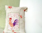 TRAVEL BAG, Storage Idea, Home Decor, Linen Bag, Rooster Appliqued
