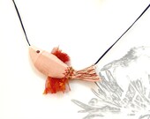 Fish pendant necklace jewelry, fish pendant, fish necklace, funky pendant, whimsical necklace, eco friendly, soft jewelry, pink