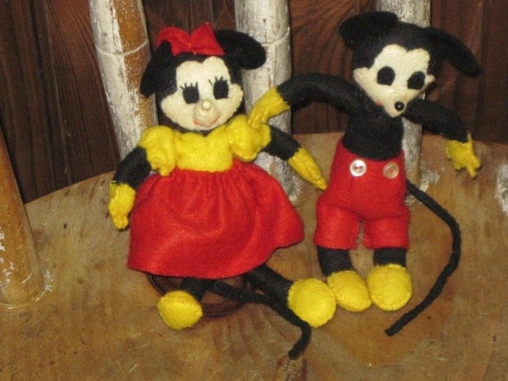 vintage mickey and minnie mouse dolls