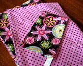 Polka Dots and Floral Flannel Receiving Blanket/Burp Cloth Set