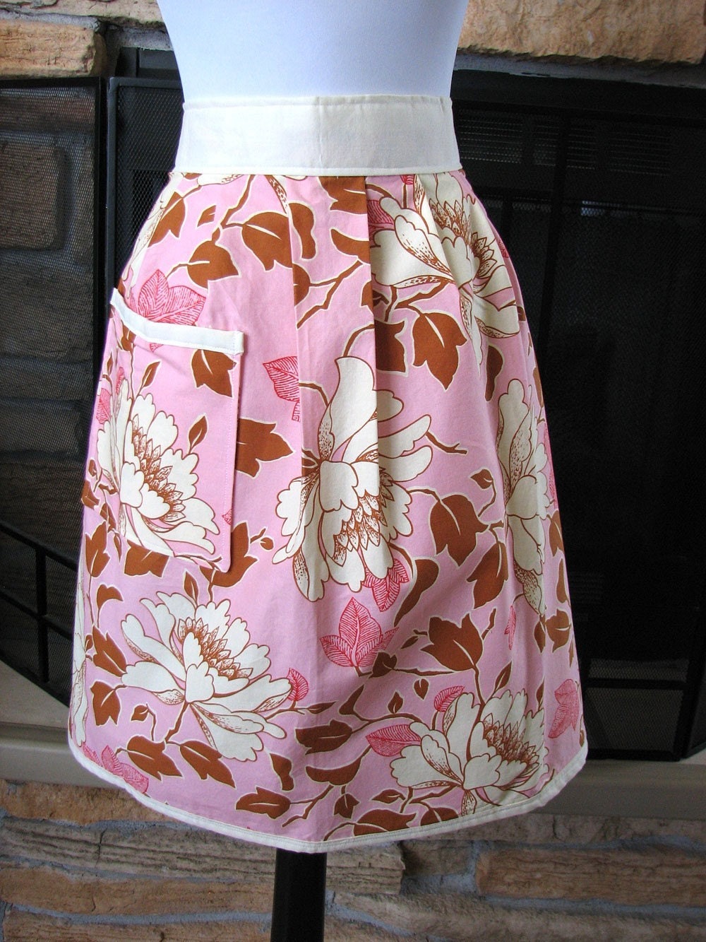 Pink Floral Half Apron