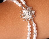 Isabella, Double Strand Swarovski Pearl and Swarovski Crystal Daisy Bridal Bracelet