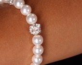 Katie, Swarovski Crystal Pearl Rhinestone Ball Bridal Bracelet