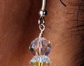 Swarovski Crystal Bridal Bridesmaid Aurora Borealis AB Drop Earrings, The Melana