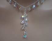 Swarovski Crystal Aurora Borealis Teardrop Sterling Silver Y Bridal Necklace, The Rock Candy