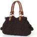 Black Handbag- Celebrity Style With Genuine Leather Handles- shoulder bag- crochet bag- hand made