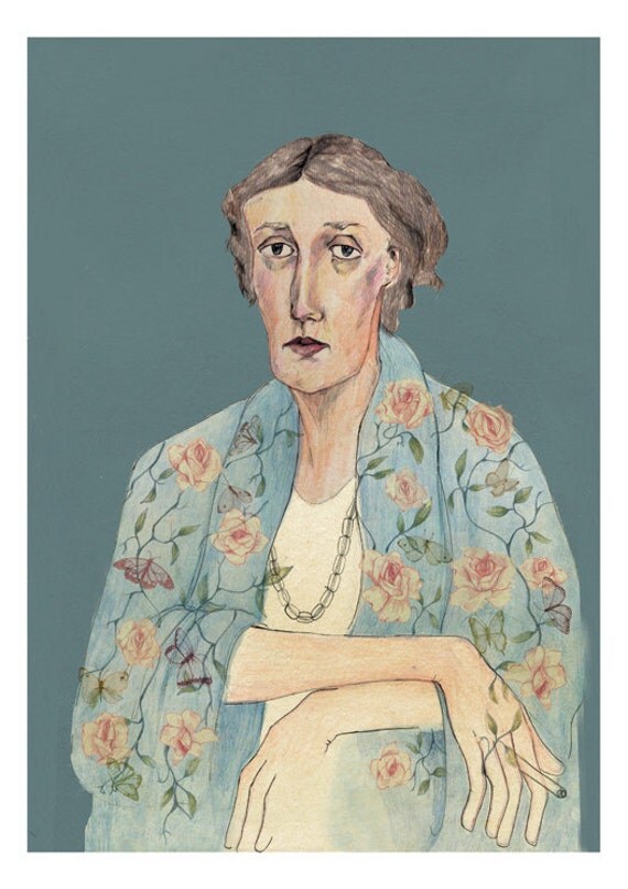 Virginia Woolf Portrait Limited Edition A4 Giclee Print by Bett Norris.