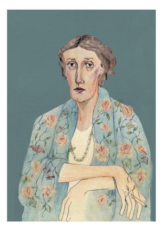 Virginia Woolf Portrait Limited Edition A4 Giclee Print by Bett Norris.