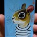 Squirrel portrait N4 on a playing cards. Original acrylic painting. 2012