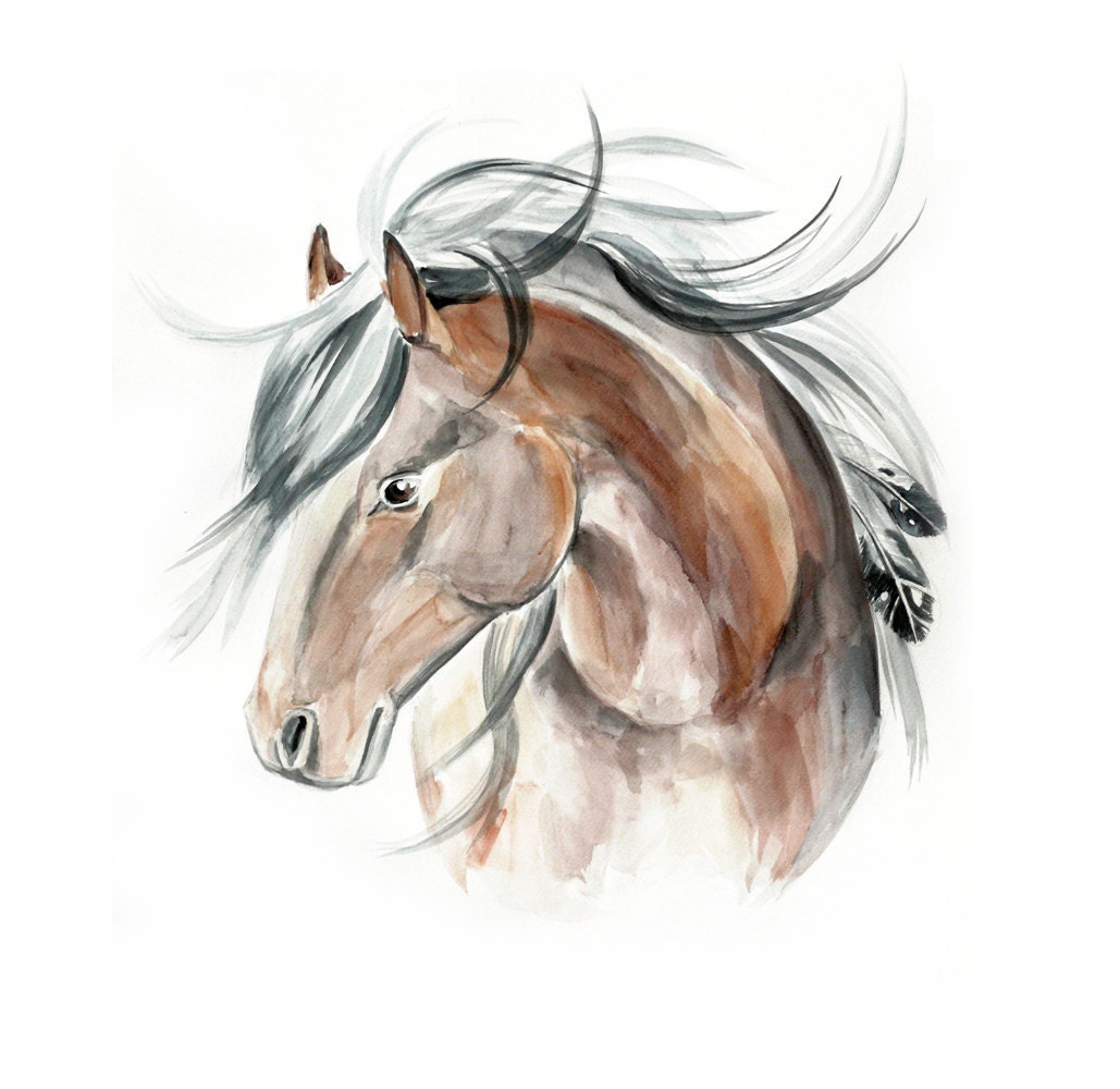 Watercolor Painting 20x27,5 Horse painting - original watercolor painting - large painting