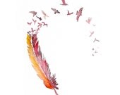 Original Watercolor Painting - feather painting 12x16