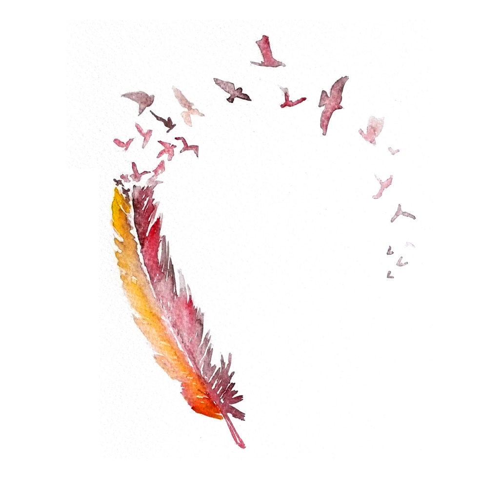 Original Watercolor Painting - feather painting 12x16
