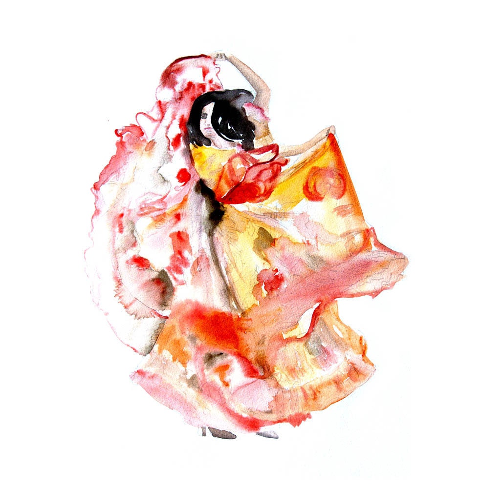 Flamenco dancer Original Watercolor Painting 13x19 dance home wall decor woman artwork illustration wall art