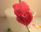 Valentines Day Hot Pink Heart Wool Felt Headband for children, babies, infants