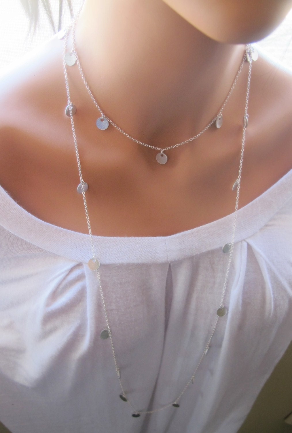 Cougar Town Long 54 Inch Wrap Around Jules Cobb Courtney Cox Necklace SILVER