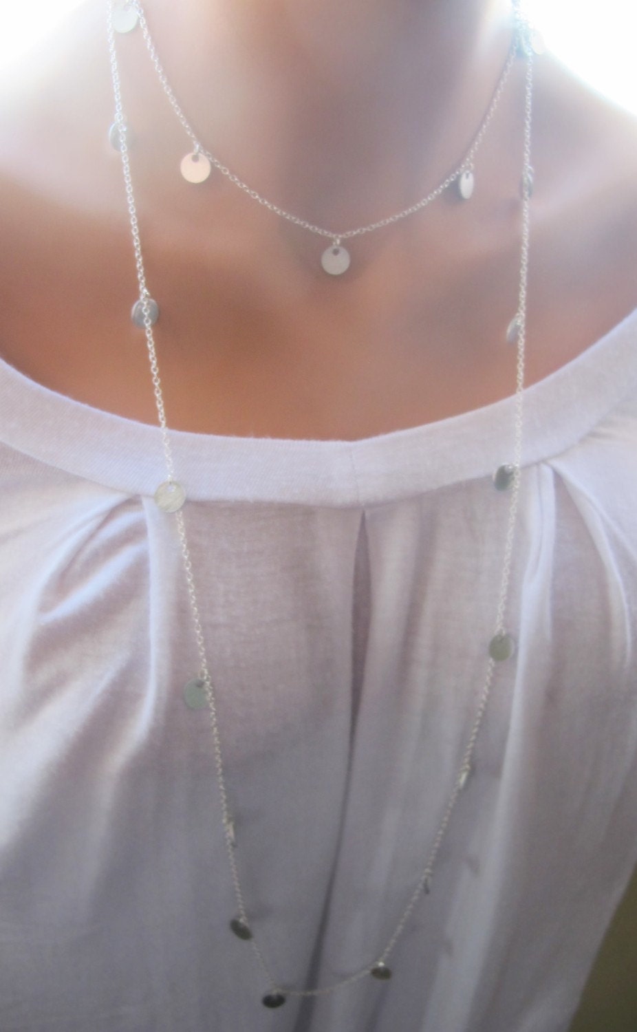 Cougar Town Long 54 Inch Wrap Around Jules Cobb Courtney Cox Necklace SILVER