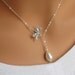 Dragonfly and the pearl sterling silver lariat necklace