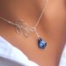 Branch and Bermuda Blue lariat necklace in Sterling Silver. Bridesmaids Gift. Bridal. Wedding.