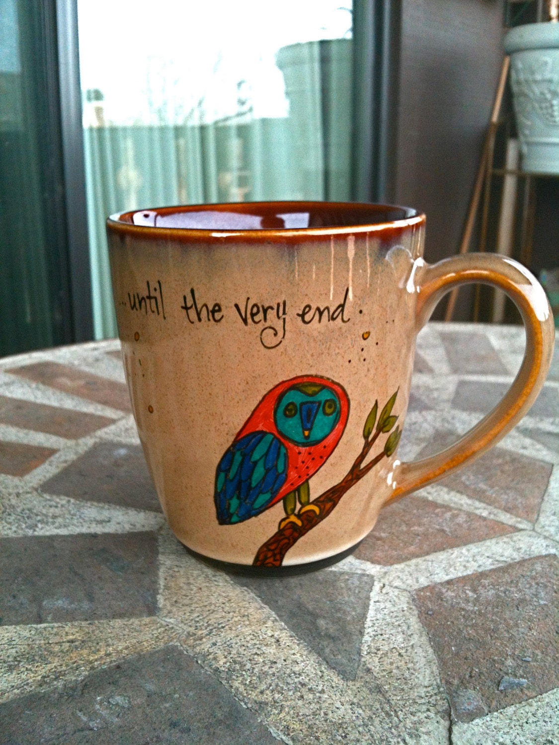 Small Antique Brown "Always" Harry Potter Owl Mug - Hand Painted