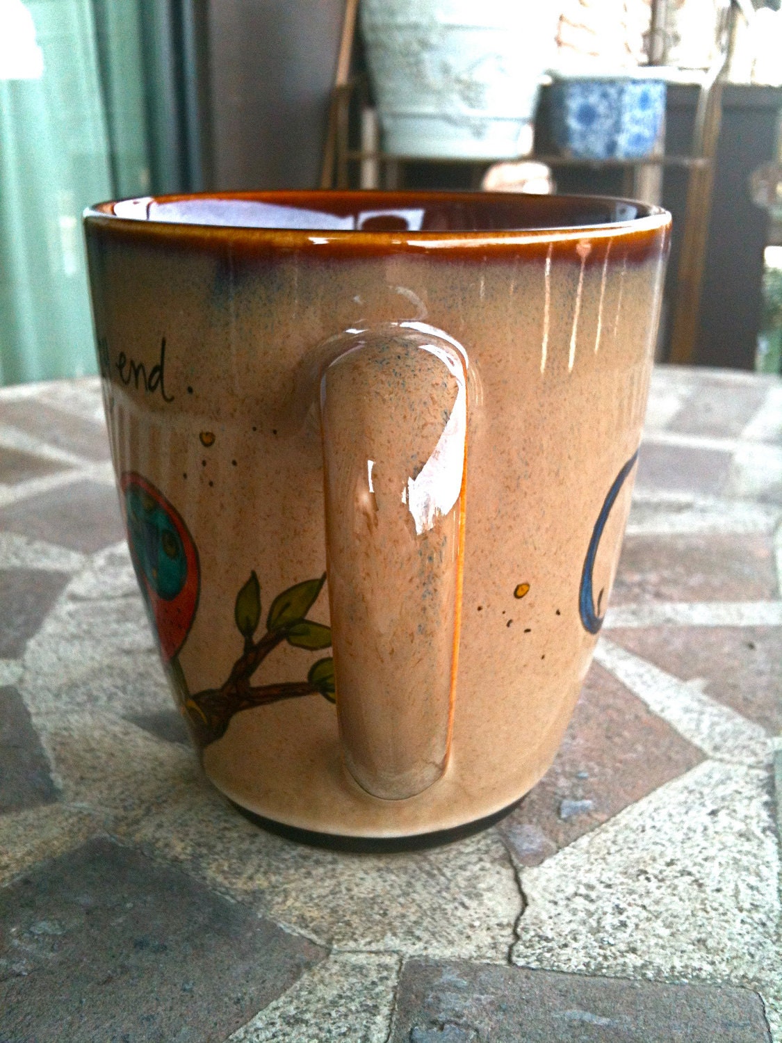 Small Antique Brown "Always" Harry Potter Owl Mug - Hand Painted