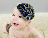 BEST SELLER Premium Peacock Feather Fascinator Headband - Amazing Photo Prop - All Sizes Available - Additional Headbands Colors Available