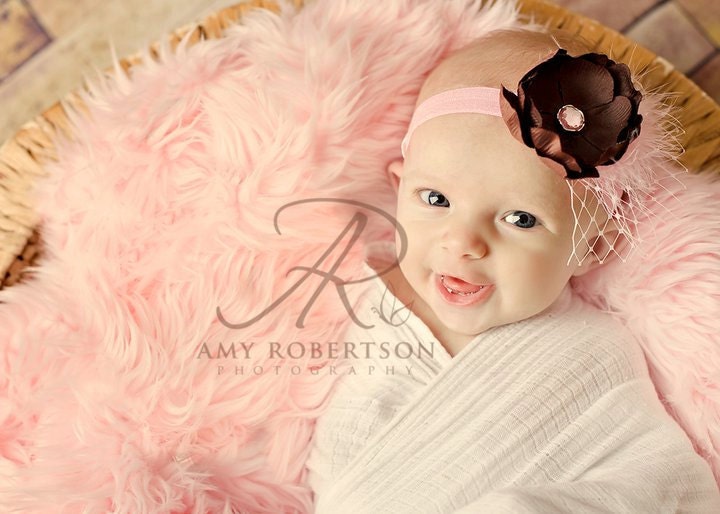 Vintage Boutique Candy Pink and Chocolate Brown Headband - All Sizes