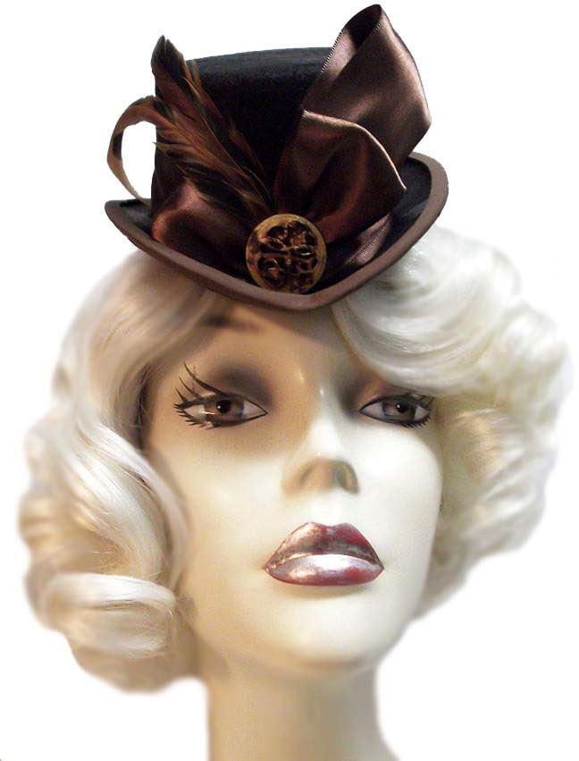 Chocolate Mini Victorian Steampunk Fascinator Top Hat