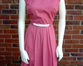 Vintage 1960s Vintage Dress PASSION PINK Pan Collar Pleated Dress By Mode O Day Styled in California