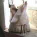 Hobo Slouch Tote in Beige Suede, Handweave with Tassel finish - Handwoven to Order