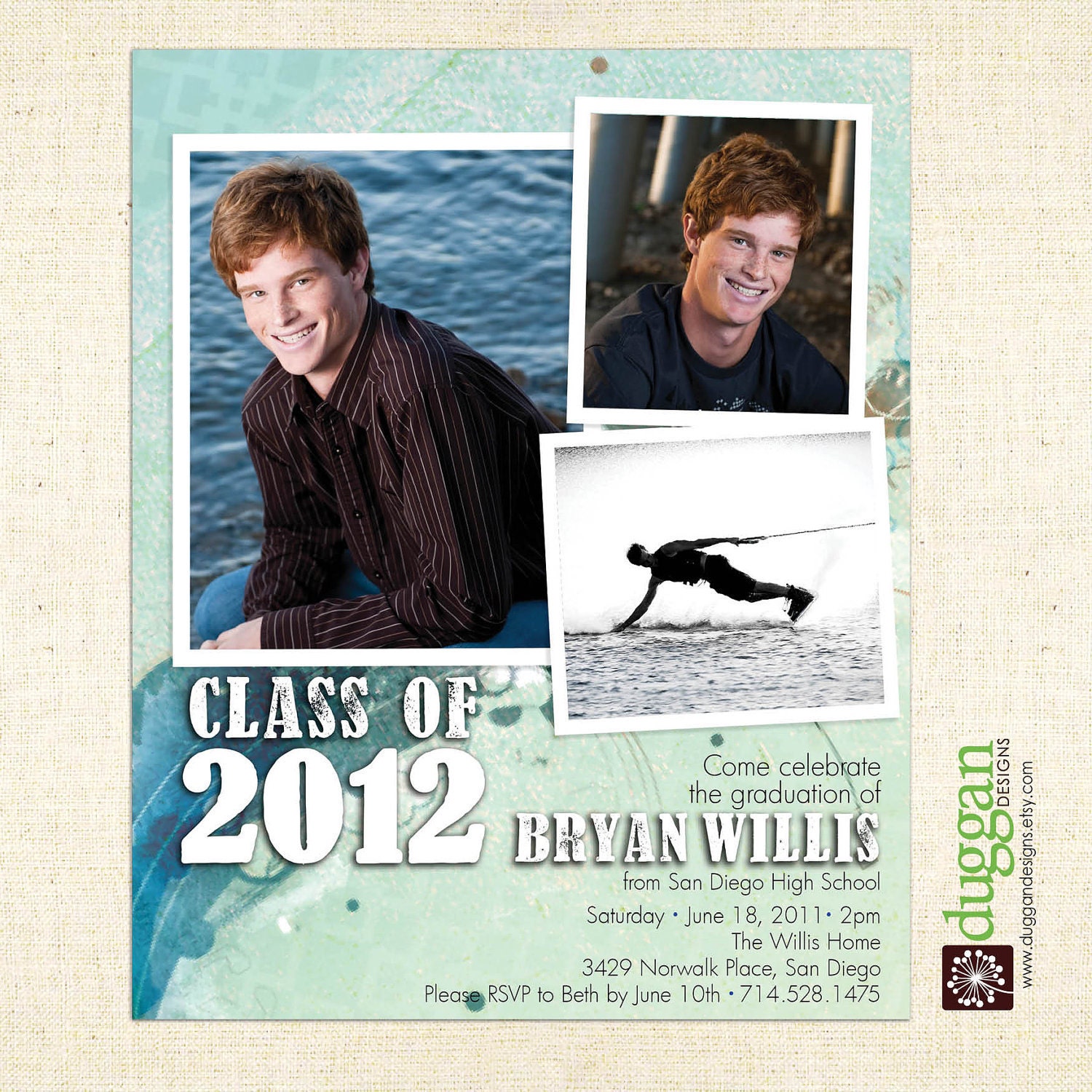 Custom Photo Graduation Announcement - Boy - Digital File - You print