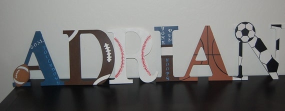 Sports Themed Handpainted Wall Letters