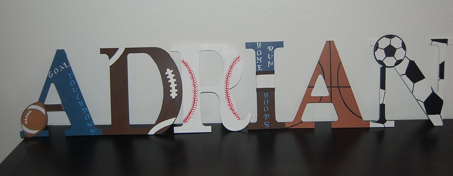 Sports Themed Handpainted Wall Letters