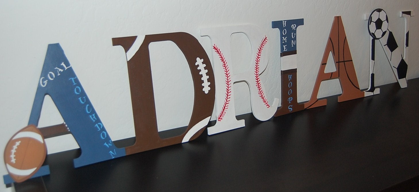 Sports Themed Handpainted Wall Letters
