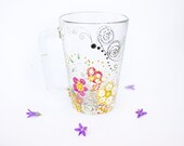 Coffee mug - Glass mug - Butterfly Mug - Mug painted
