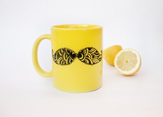 Moustache Coffee Mug hand painted cup - for him