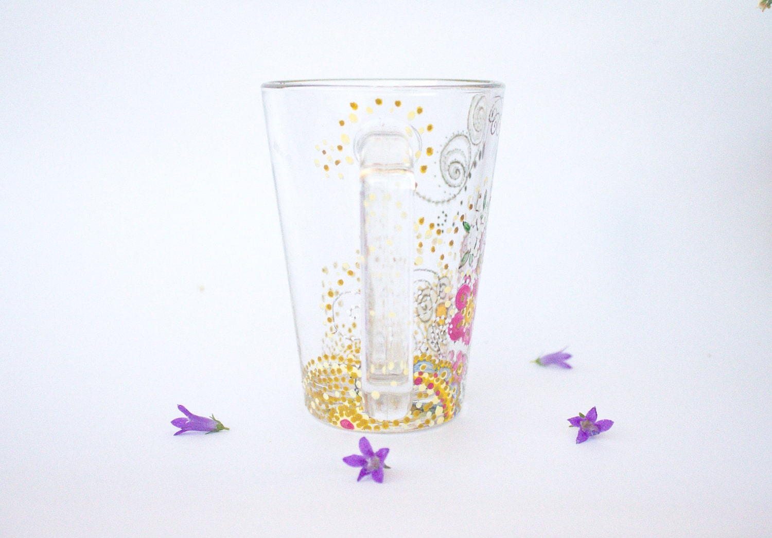Coffee mug - Glass mug - Butterfly Mug - Mug painted