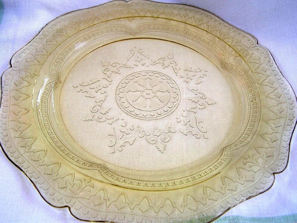 VTG Patrician Spoke Platter 11 inch Amber 1930s Federal Glass