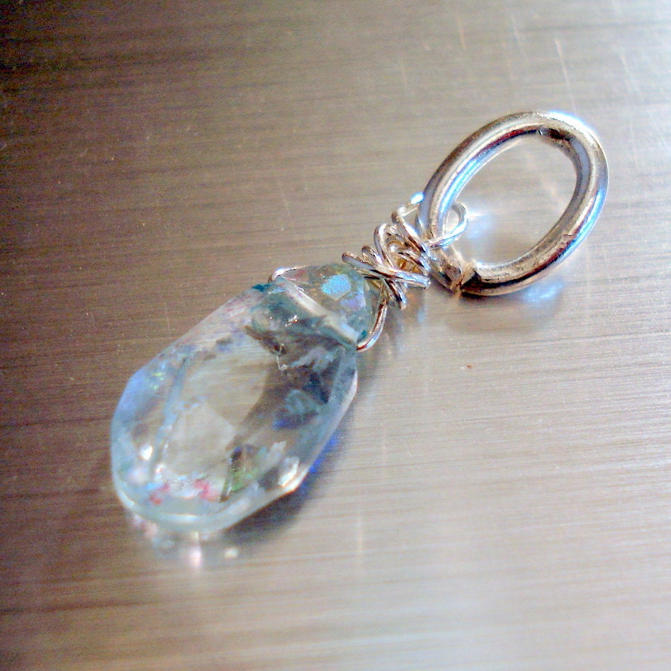 March Birthstone Aquamarine Sparkly Teardrop Briolette Handmade Gemstone Charm Birthstone Charm Mothers Necklace