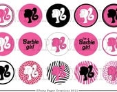 INSTANT DOWNLOAD Barbie Silhouette Animal Print Printable Bottlecap Collage Sheet DIY Jewelry Hairbows Labels Tags and more Il_170x135