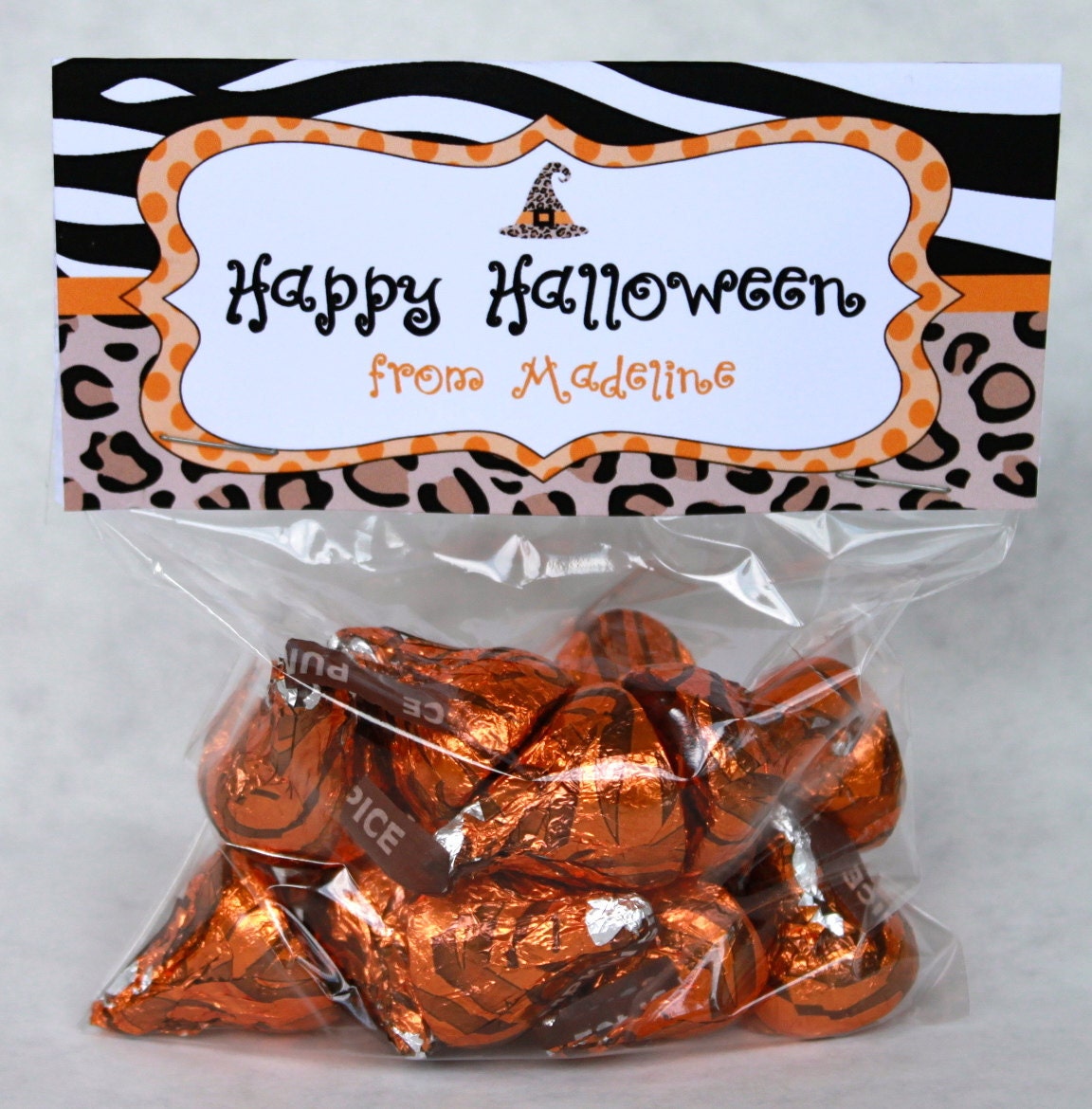 Personalized Halloween Animal Print Party Favor Toppers DIY Printable File
