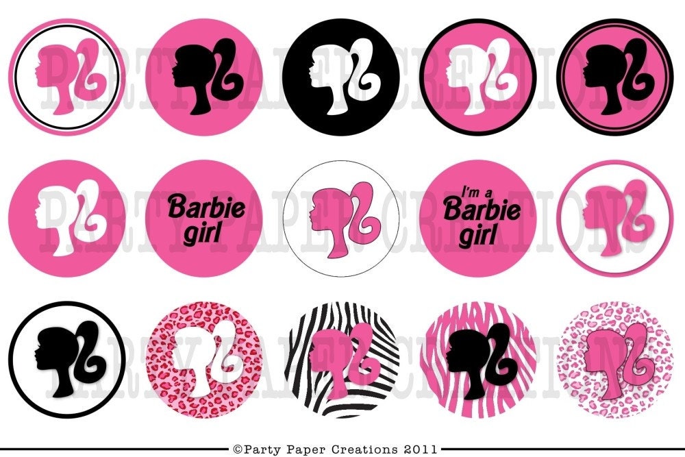 INSTANT DOWNLOAD Barbie Silhouette Animal Print Printable Bottlecap Collage Sheet DIY Jewelry Hairbows Labels Tags and more Il_570xn