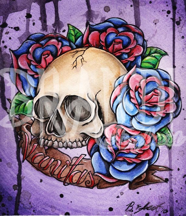Vanitas Skull and Roses- PRINT