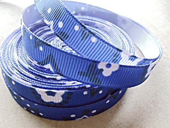 Blue Bandana print on 3/8" grosgrain ribbon Il_170x135