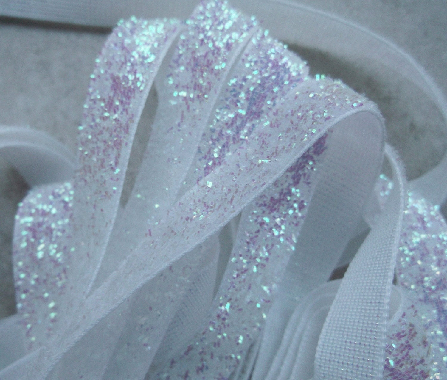 Wintery white 3/8" glitter grosgrain ribbon Christmas Il_170x135